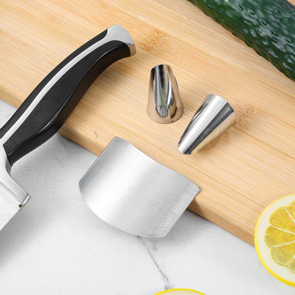 Stainless Steel Finger Protectors for Cutting Food 3-Piece Kitchen Finger Guards for Safe Vegetable and Meat Preparation Ergonomic Covers for Cooking
