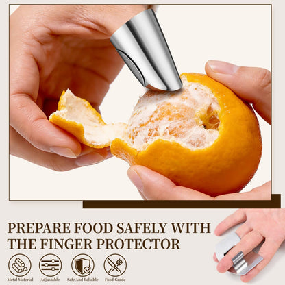 Stainless Steel Finger Protectors for Cutting Food 3-Piece Kitchen Finger Guards for Safe Vegetable and Meat Preparation Ergonomic Covers for Cooking