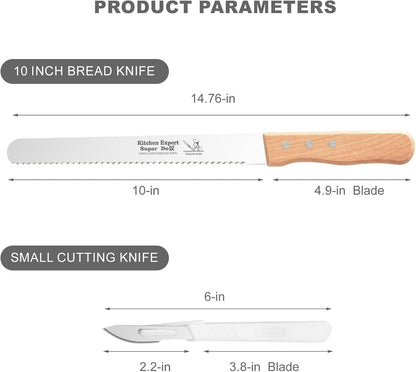 Serrated Bread Knife 8 Inch, Cuts Perfect Homemade Bread, Scoring Cutter Includedr