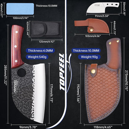 6.8-Inch Serbian Chef Knife Set with Leather Sheath and Whetstone