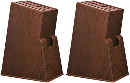 2pcs Kitchen Knives Organizer Block Wood Grain Plastic Knife Storage Holder Rack Empty Block for Kitchen Cabinet Use