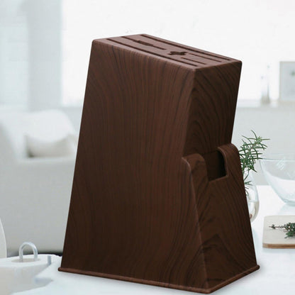 2pcs Kitchen Knives Organizer Block Wood Grain Plastic Knife Storage Holder Rack Empty Block for Kitchen Cabinet Use