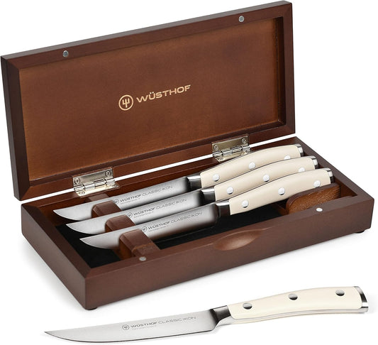 Wusthof Classic Ikon Creme Steak Knife Set with Wood Case (4 Piece)