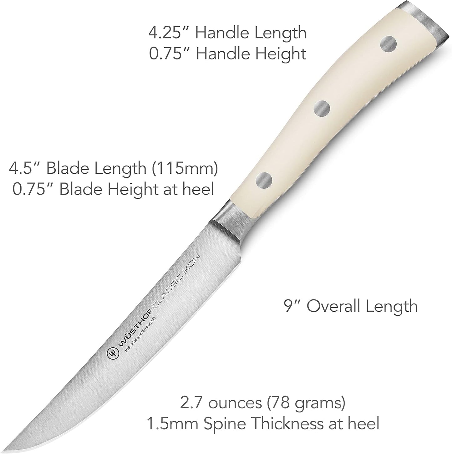 Wusthof Classic Ikon Creme Steak Knife Set with Wood Case (4 Piece)