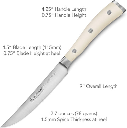 Wusthof Classic Ikon Creme Steak Knife Set with Wood Case (4 Piece)