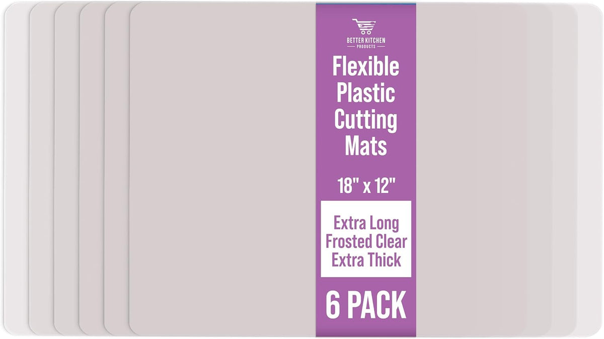 Extra Thick Flexible Frosted Clear Plastic Cutting Mats, 12" x 18", Set of 6