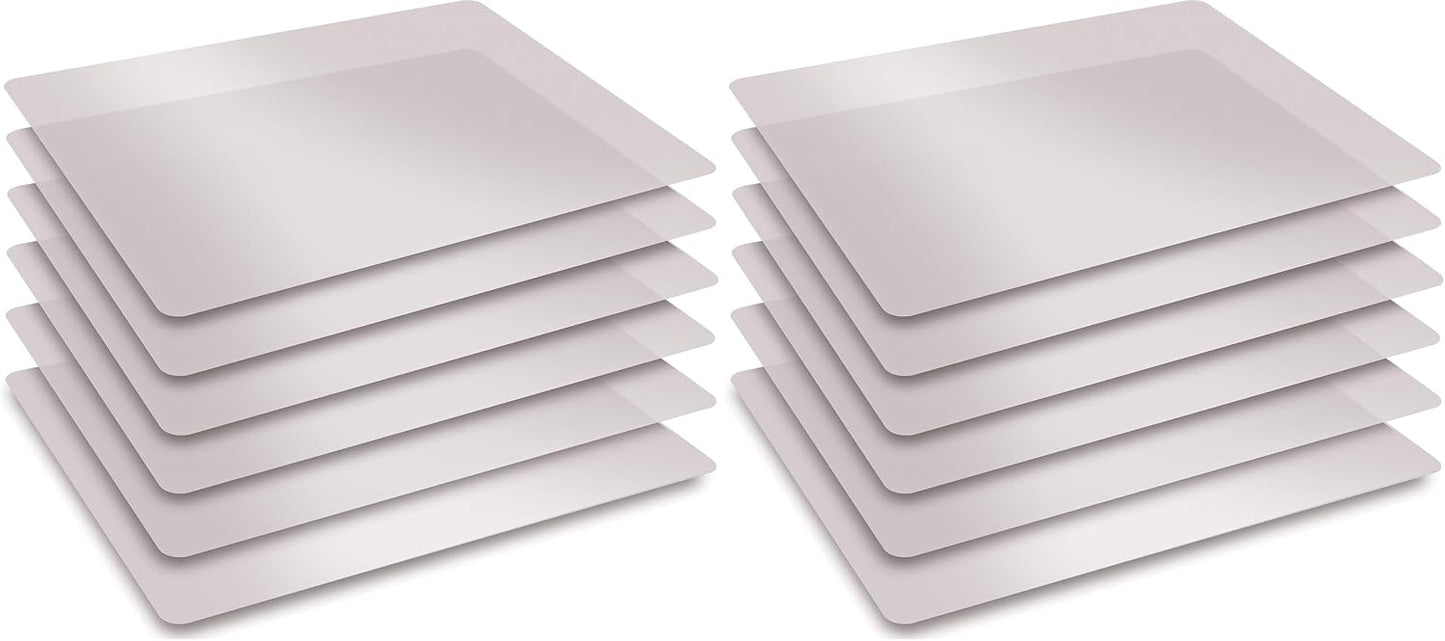 Extra Thick Flexible Frosted Clear Plastic Cutting Mats, 12" x 18", Set of 6