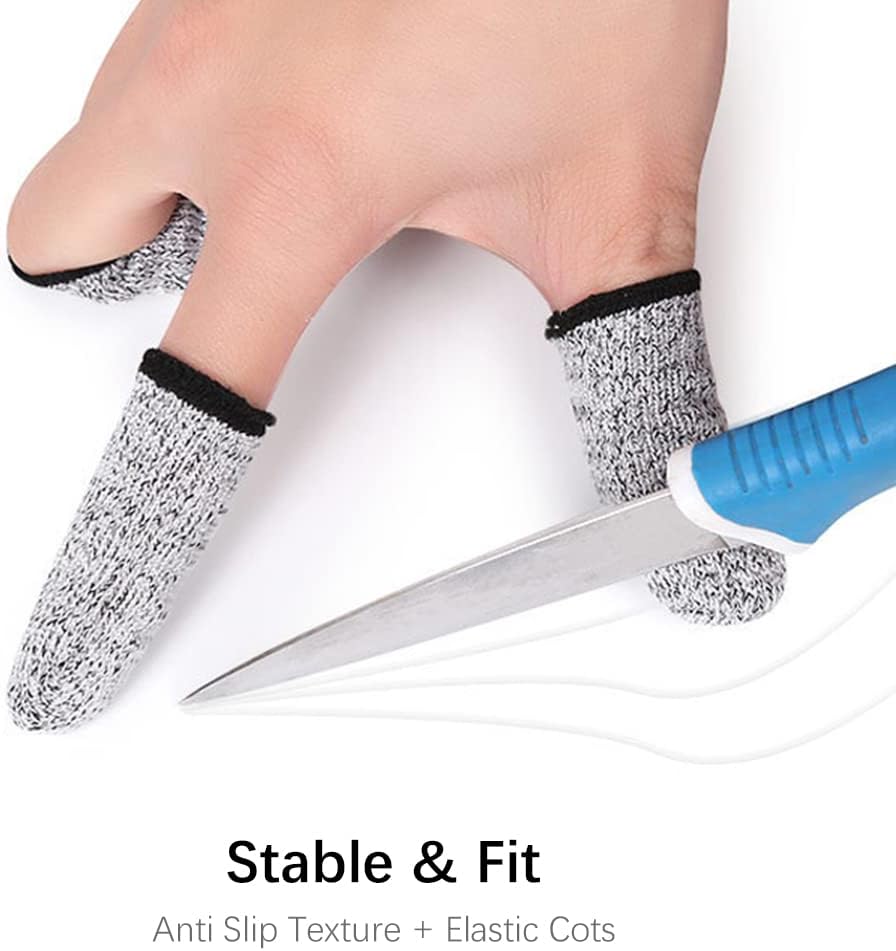 Finger Cots Cut Resistant Protector - Finger Covers for Cuts, Gloves Life Extender, Cut Resistant Finger Protectors for Kitchen, Work, Sculpture, Anti-Slip, Reusable (Gray, 12PK)