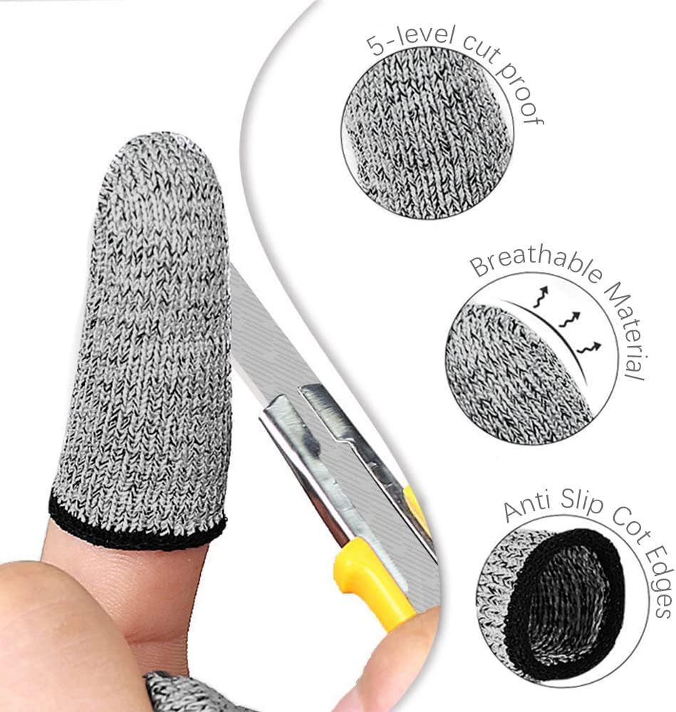 Finger Cots Cut Resistant Protector - Finger Covers for Cuts, Gloves Life Extender, Cut Resistant Finger Protectors for Kitchen, Work, Sculpture, Anti-Slip, Reusable (Gray, 12PK)