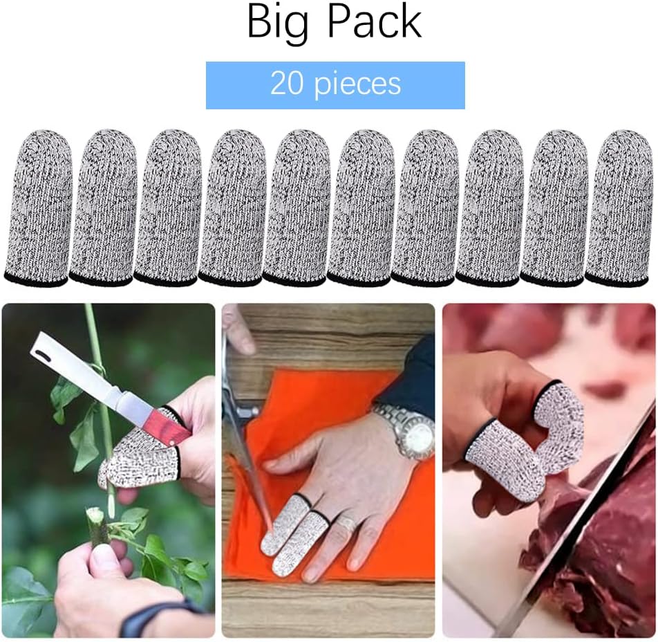 Finger Cots Cut Resistant Protector - Finger Covers for Cuts, Gloves Life Extender, Cut Resistant Finger Protectors for Kitchen, Work, Sculpture, Anti-Slip, Reusable (Gray, 12PK)