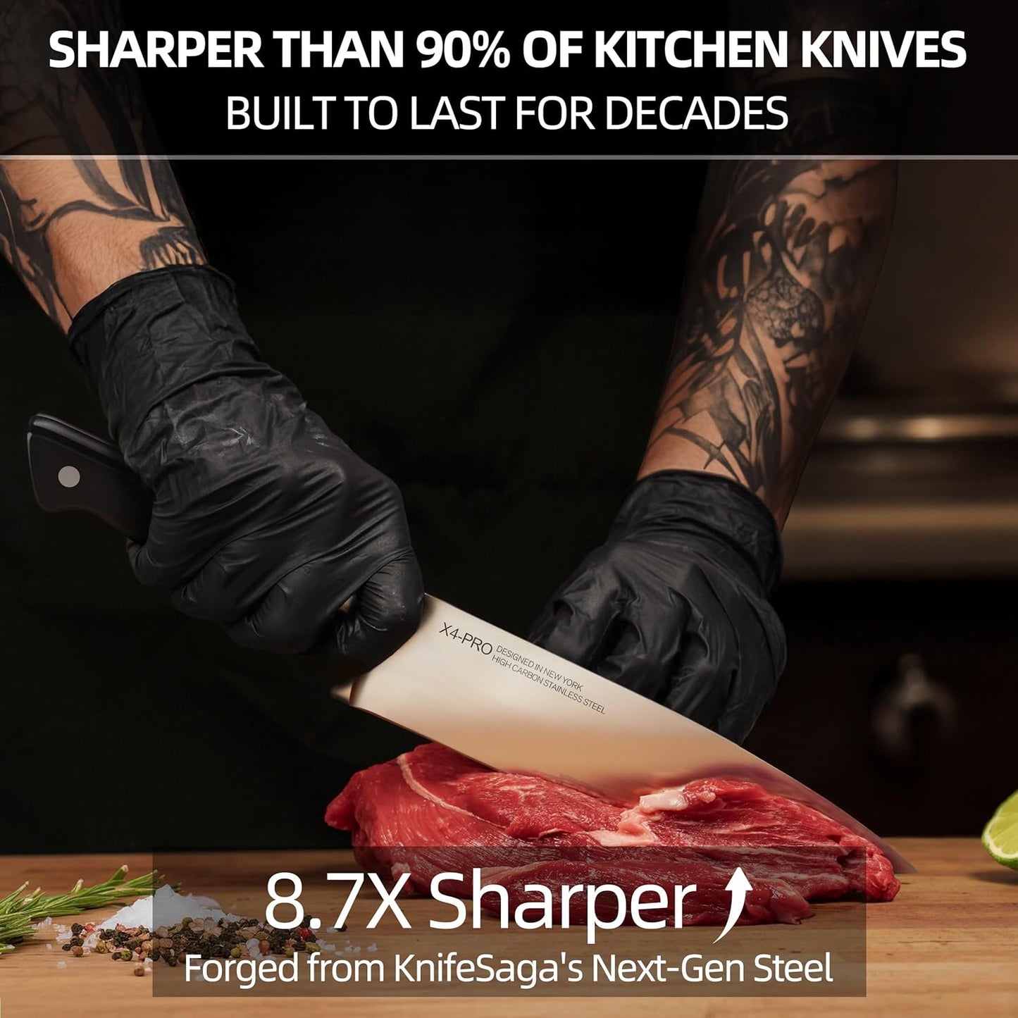 KnifeSaga Knife Set, 15 Pcs Kitchen Knife Block Set, Enduring Razor-Sharp Japanese High Carbon Stainless Steel Chef Knife Set with Block and Sharpener, Premium Black Knives Set for Kitchen