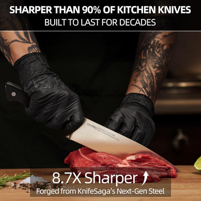 KnifeSaga Knife Set, 15 Pcs Kitchen Knife Block Set, Enduring Razor-Sharp Japanese High Carbon Stainless Steel Chef Knife Set with Block and Sharpener, Premium Black Knives Set for Kitchen