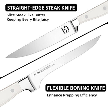 KnifeSaga Knife Set, 15 Pcs Kitchen Knife Block Set, Enduring Razor-Sharp Japanese High Carbon Stainless Steel Chef Knife Set with Block and Sharpener, Premium Black Knives Set for Kitchen