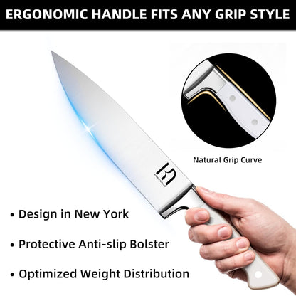 KnifeSaga Knife Set, 15 Pcs Kitchen Knife Block Set, Enduring Razor-Sharp Japanese High Carbon Stainless Steel Chef Knife Set with Block and Sharpener, Premium Black Knives Set for Kitchen