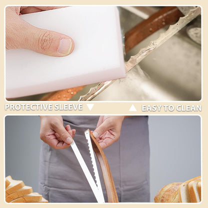 Bread Knife, Bow Bread Knife for Homemade Bread, Sourdough Bread Slicer for Homemade Bread, Sourdough Bread Cutter, Wooden Bread Knife with Cover - Premium Stainless Steel