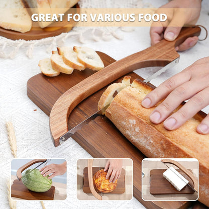 Bread Knife, Bow Bread Knife for Homemade Bread, Sourdough Bread Slicer for Homemade Bread, Sourdough Bread Cutter, Wooden Bread Knife with Cover - Premium Stainless Steel