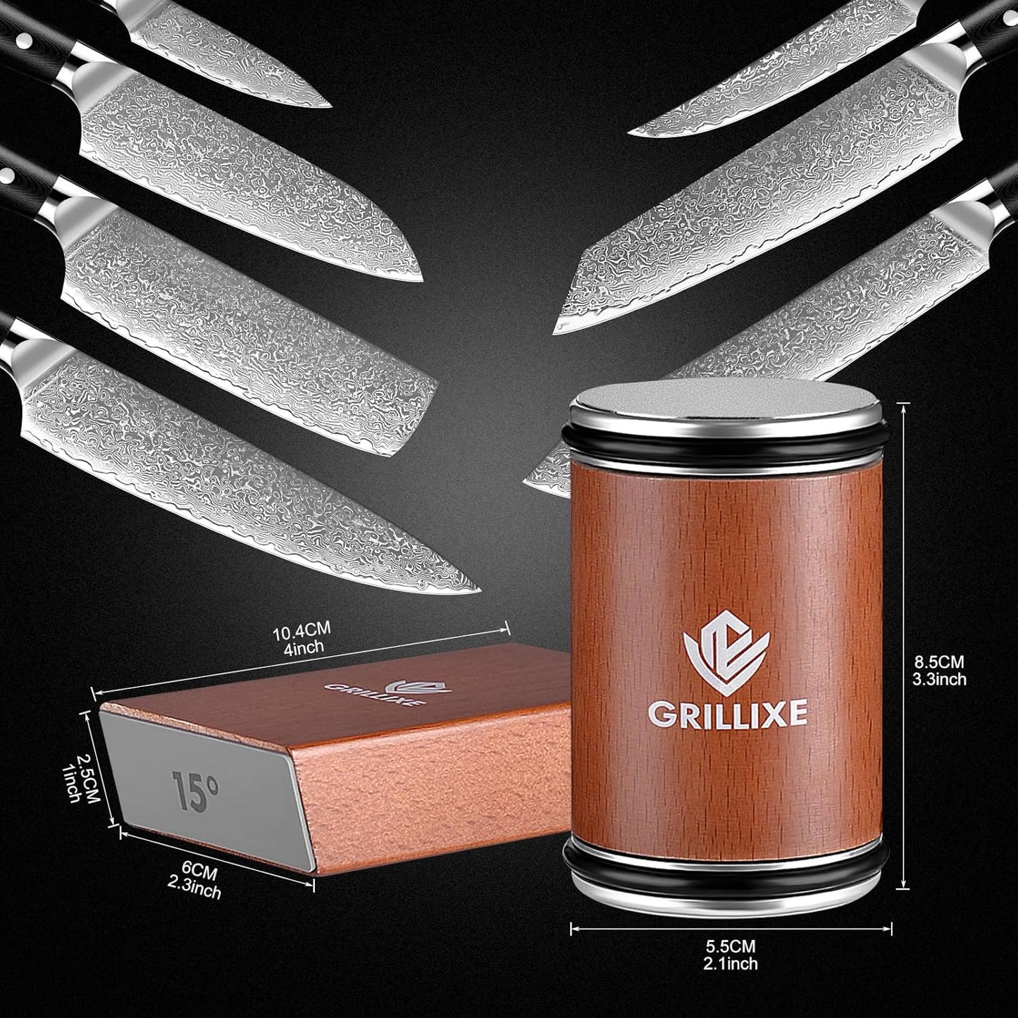 Professional Rolling Knife Sharpener Kit, Kitchen Knife Sharpener with 2 Extra Diamond and Ceramic Discs, 15° & 20° Magnetic Angle Knife Sharpening for Steel of Any Hardness.