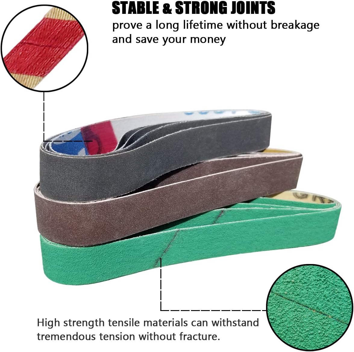 24 Pack 1/2" x 10" Replacement Knife Sharpener Sander Belt Kit for Work Sharp WSCMB Combo Knife Sharpener- 80/120/240/400/1000/1200 Grits Sanding Belt (0.5 x10 Inch)