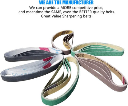24 Pack 1/2" x 10" Replacement Knife Sharpener Sander Belt Kit for Work Sharp WSCMB Combo Knife Sharpener- 80/120/240/400/1000/1200 Grits Sanding Belt (0.5 x10 Inch)