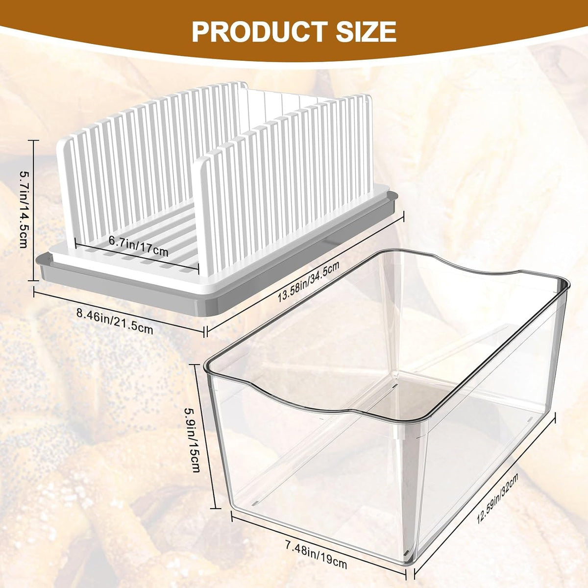 Adjustable Width Bread Slicer for Homemade Bread with Bread Box | Bread Slicing Guide Foldable and Compact Cutting Guide with Crumb Tray Suitability for Homemade Bread Bagels Cakes