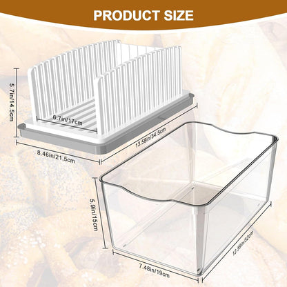 Adjustable Width Bread Slicer for Homemade Bread with Bread Box | Bread Slicing Guide Foldable and Compact Cutting Guide with Crumb Tray Suitability for Homemade Bread Bagels Cakes