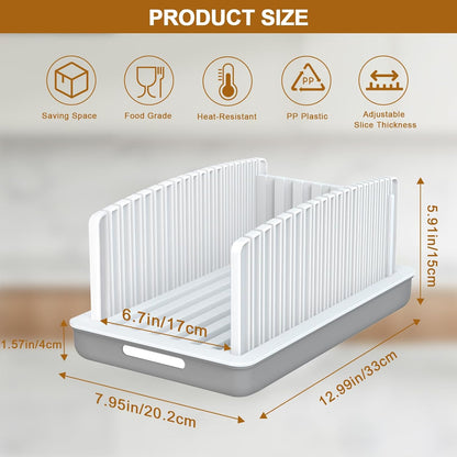 Adjustable Width Bread Slicer for Homemade Bread with Bread Box | Bread Slicing Guide Foldable and Compact Cutting Guide with Crumb Tray Suitability for Homemade Bread Bagels Cakes