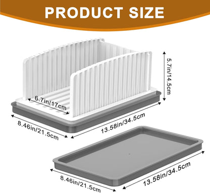 Adjustable Width Bread Slicer for Homemade Bread with Bread Box | Bread Slicing Guide Foldable and Compact Cutting Guide with Crumb Tray Suitability for Homemade Bread Bagels Cakes