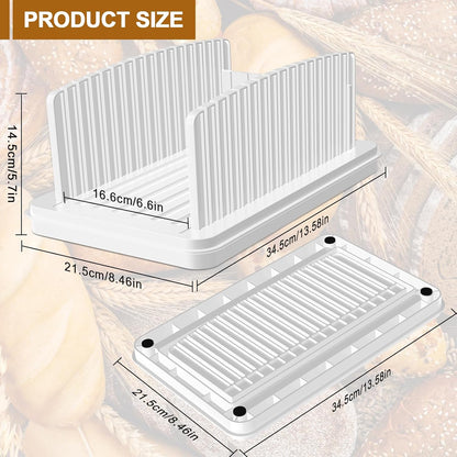 Adjustable Width Bread Slicer for Homemade Bread with Bread Box | Bread Slicing Guide Foldable and Compact Cutting Guide with Crumb Tray Suitability for Homemade Bread Bagels Cakes