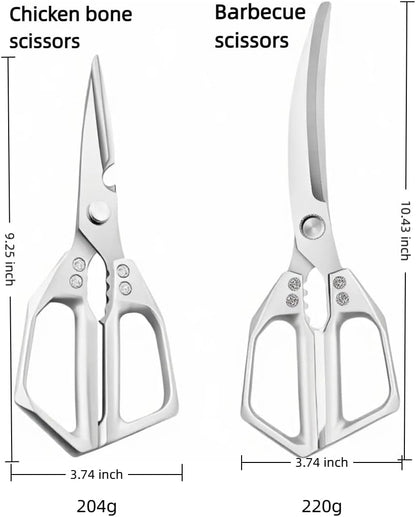 Kitchen Scissors Set of 2, Heavy Duty Poultry Shears & Meat Scissors, Stainless Steel Food Shears for Cooking, Sharp Cooking Scissors for Kitchen, Dishwasher Safe Kitchen Shears