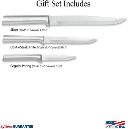 Housewarming Gift Set (S02), 3-Piece Knife Set, Stainless Steel Blades, Silver Handle