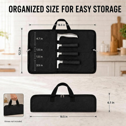 Knife Roll,Heavy Duty Knife Bag,Waxed Canvas knife Case with 4 Slots for Knives & Kitchen Tools,Chef Knife Bag with Handle.Portable Knife Roll Bag for Stroage Home Traveling Camping.Case Knives Pouch