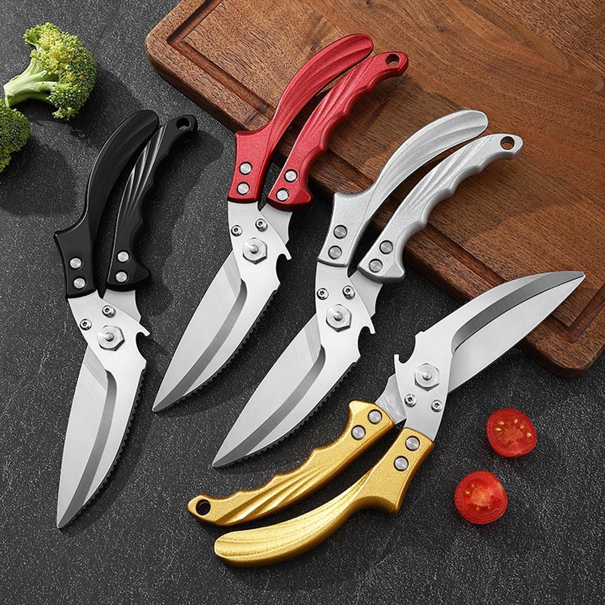 Heavy Duty Poultry Shears, Kitchen Scissors for Food, All Purpose Stainless Steel Kitchen Shears for Chicken Turkey Meat Fish - Dishwasher Safe & Ergonomic Handle (Black)
