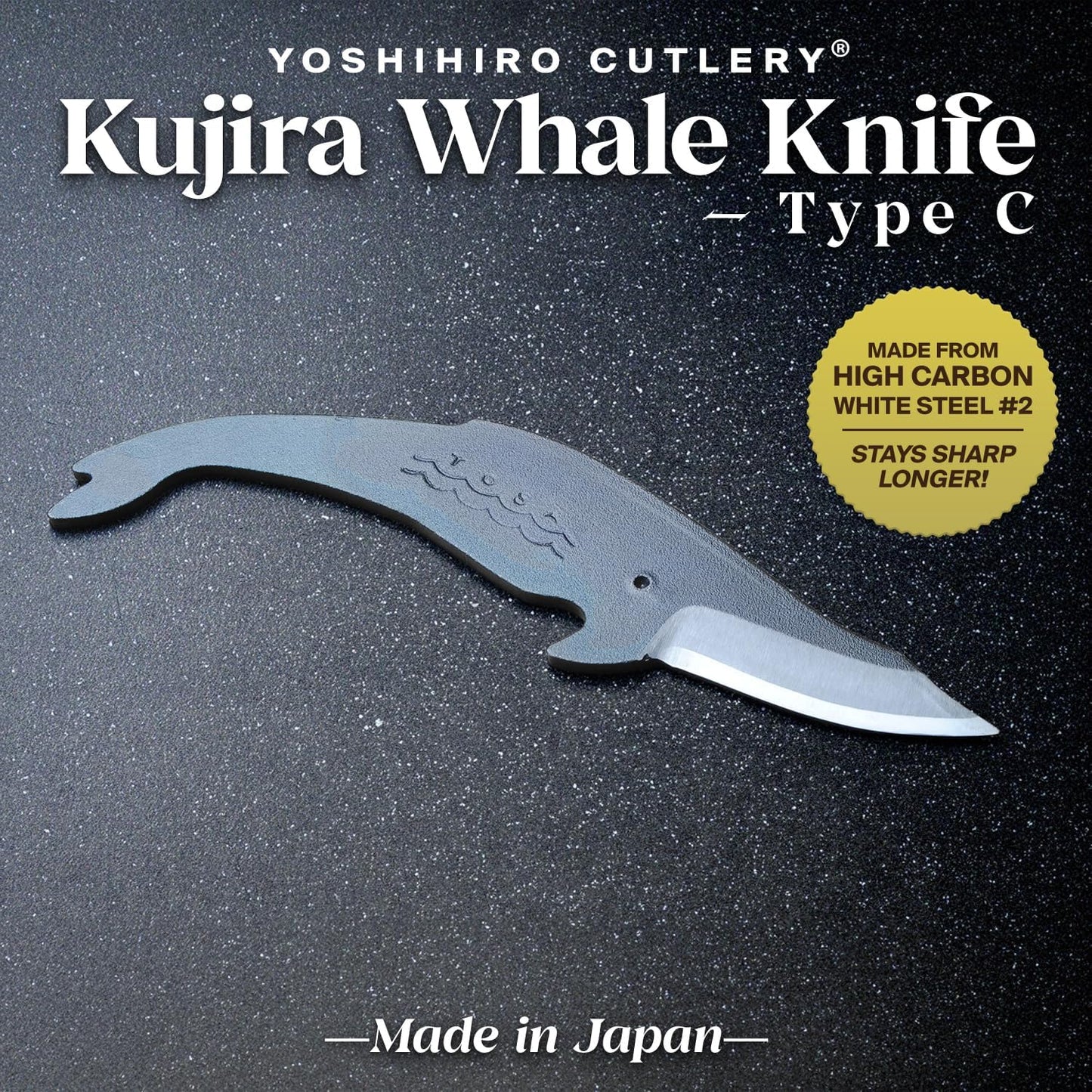Yoshihiro Kujira Whale Shaped Japanese Utility Knife High Carbon Steel Kurouchi Finish Hand Forged Novelty Gift Made in Japan Type C