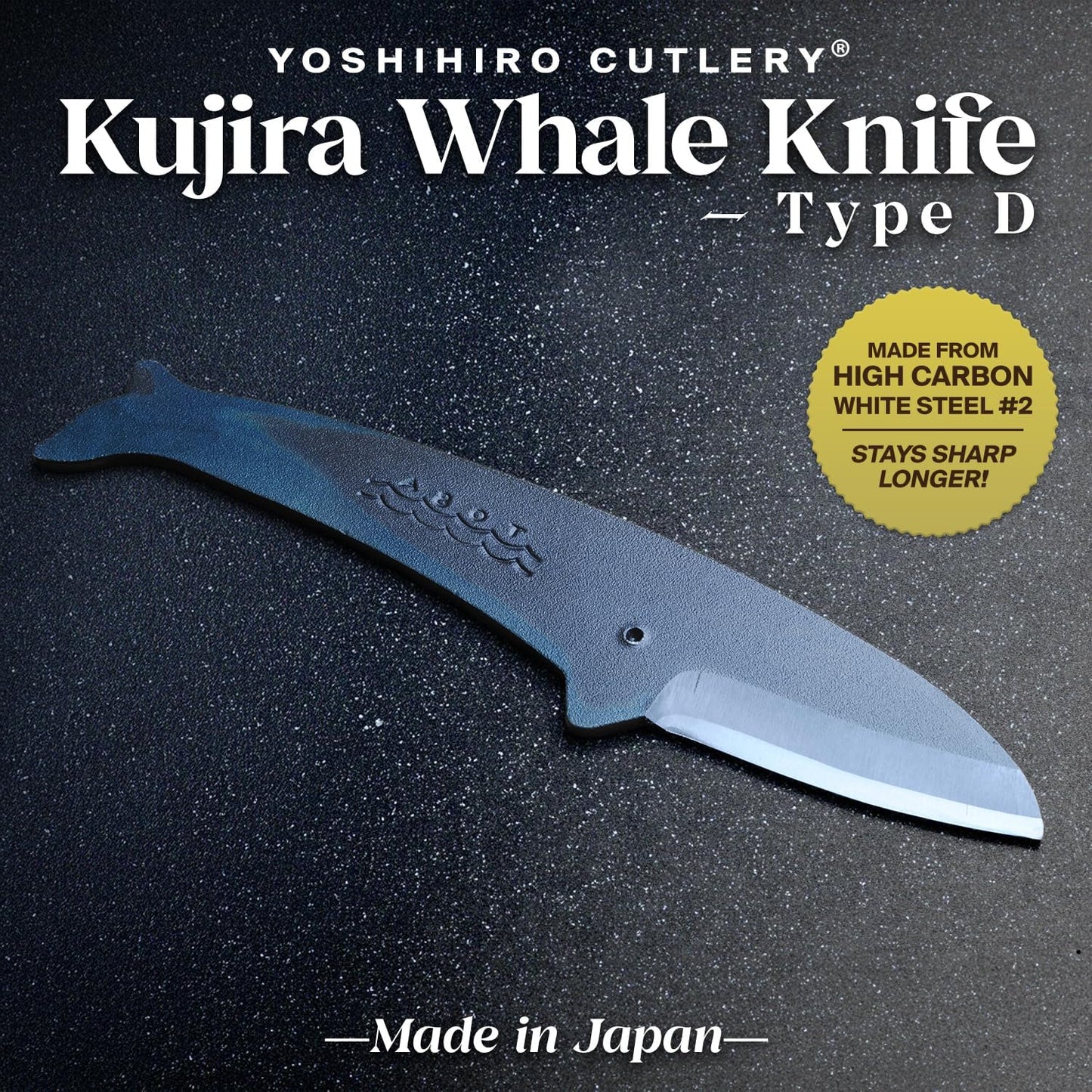 Yoshihiro Kujira Whale Shaped Japanese Utility Knife High Carbon Steel Kurouchi Finish Hand Forged Novelty Gift Made in Japan Type C