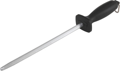 Smith’s 9-Inch Sharpening Steel – High-Carbon Steel Knife Sharpener – Hanging Hook – Protective Hand Guard – Quick Straight Blade Sharpening