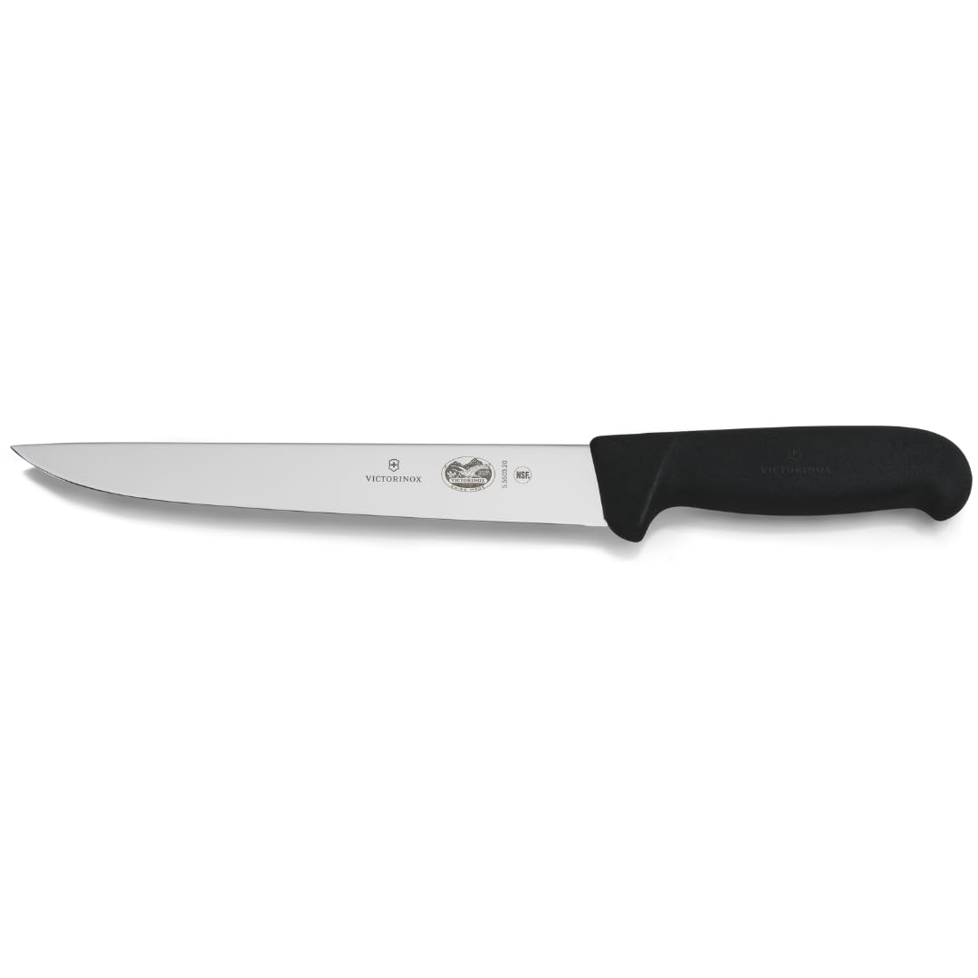 Cutlery 8-Inch Carving Knife, Stiff Blade, Black Fibrox Handle, Multicolor