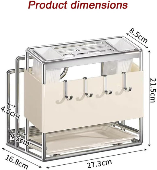 Knife Block Without Knives, with Sharpening Stone and Scissors Slot,Square Knives, Detachable Kitchen,White