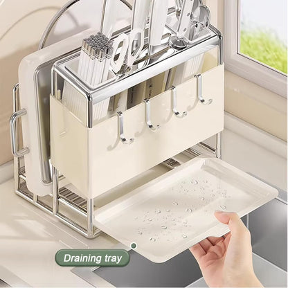 Knife Block Without Knives, with Sharpening Stone and Scissors Slot,Square Knives, Detachable Kitchen,White