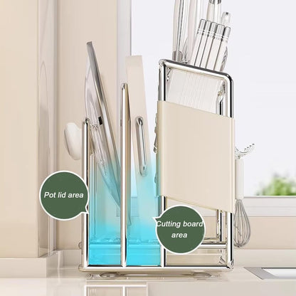 Knife Block Without Knives, with Sharpening Stone and Scissors Slot,Square Knives, Detachable Kitchen,White