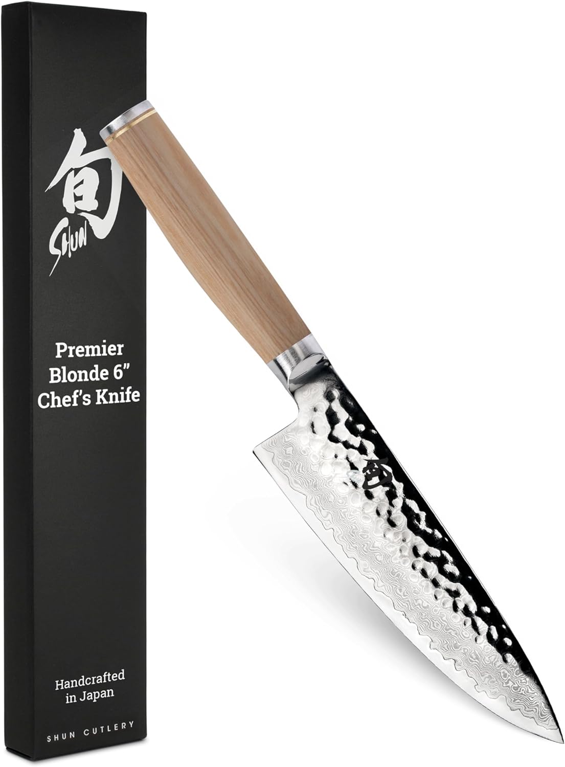 Premier Blonde 6" Chef's Knife | Handcrafted Japanese Kitchen Knife, VG-MAX Core, Damascus Stainless Steel Cladding, Pakkawood Handle