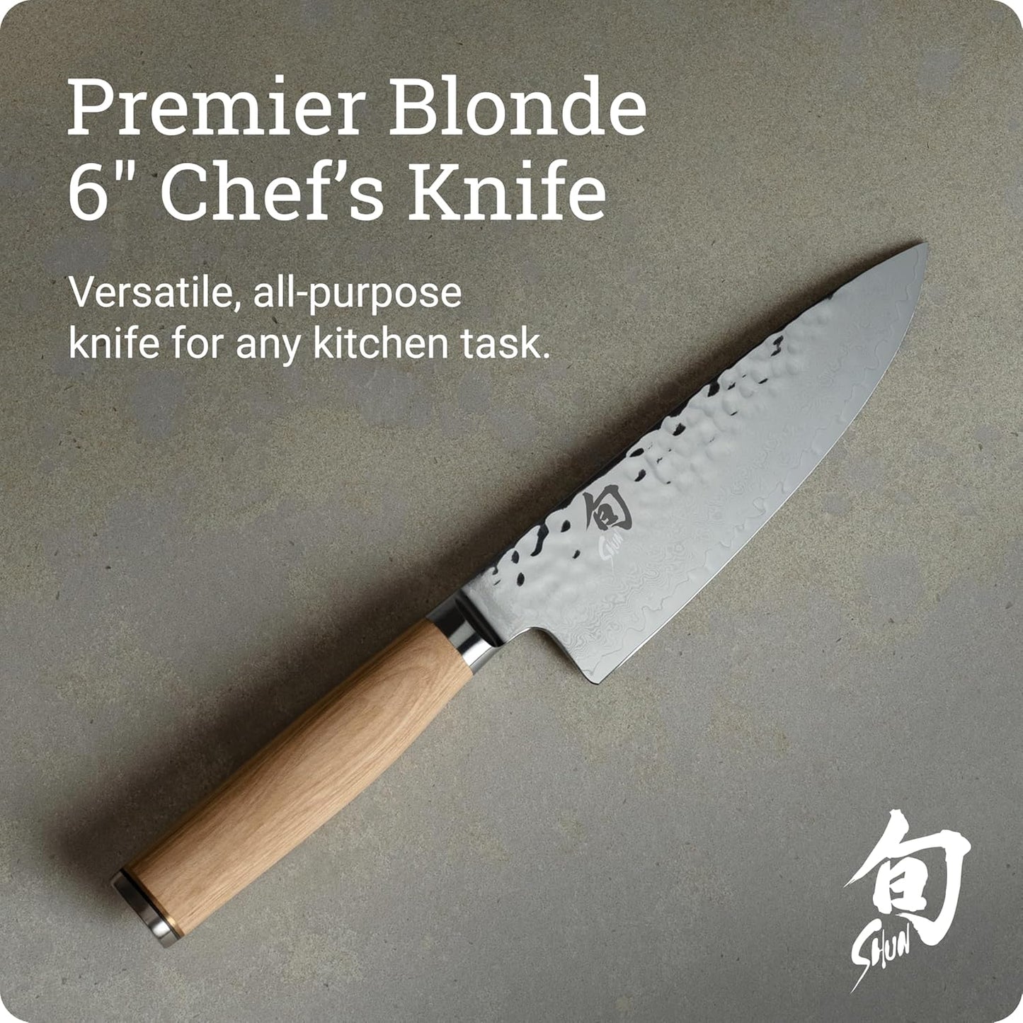 Premier Blonde 6" Chef's Knife | Handcrafted Japanese Kitchen Knife, VG-MAX Core, Damascus Stainless Steel Cladding, Pakkawood Handle