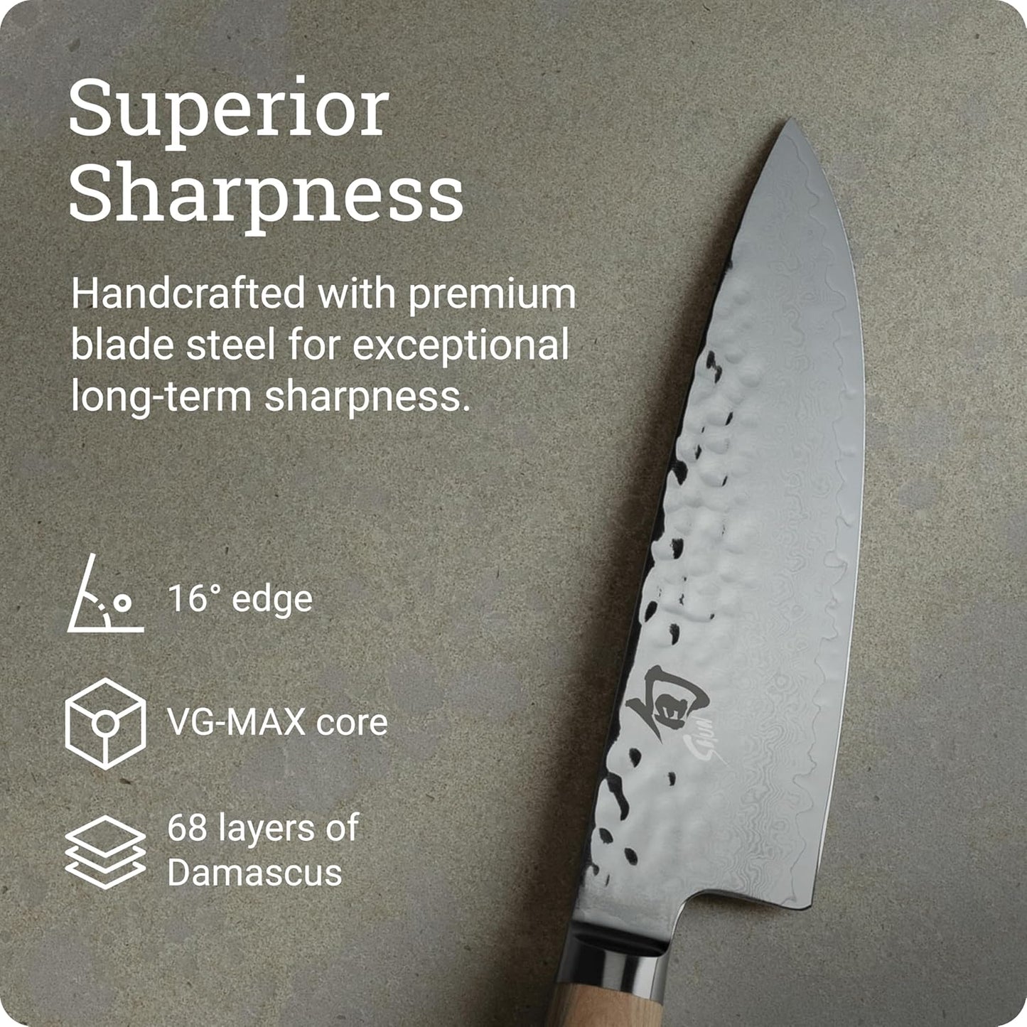 Premier Blonde 6" Chef's Knife | Handcrafted Japanese Kitchen Knife, VG-MAX Core, Damascus Stainless Steel Cladding, Pakkawood Handle