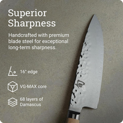 Premier Blonde 6" Chef's Knife | Handcrafted Japanese Kitchen Knife, VG-MAX Core, Damascus Stainless Steel Cladding, Pakkawood Handle