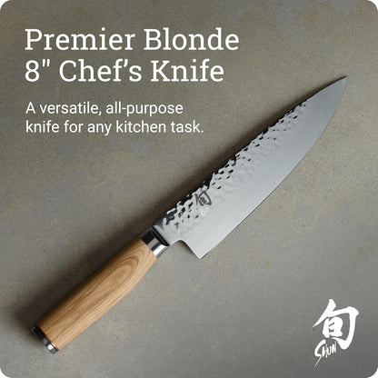Premier Blonde 6" Chef's Knife | Handcrafted Japanese Kitchen Knife, VG-MAX Core, Damascus Stainless Steel Cladding, Pakkawood Handle