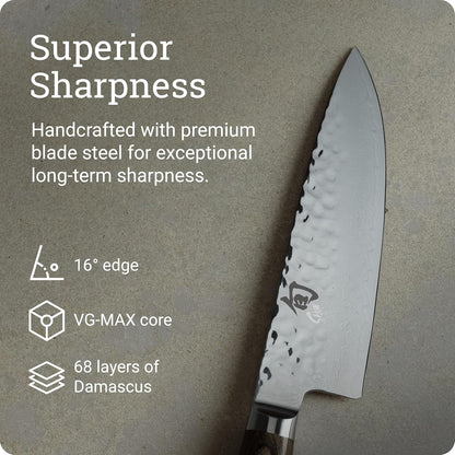 Premier Blonde 6" Chef's Knife | Handcrafted Japanese Kitchen Knife, VG-MAX Core, Damascus Stainless Steel Cladding, Pakkawood Handle
