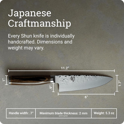 Premier Blonde 6" Chef's Knife | Handcrafted Japanese Kitchen Knife, VG-MAX Core, Damascus Stainless Steel Cladding, Pakkawood Handle