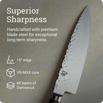 Premier Blonde 6" Chef's Knife | Handcrafted Japanese Kitchen Knife, VG-MAX Core, Damascus Stainless Steel Cladding, Pakkawood Handle