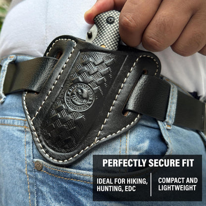 Red Scorpion Handmade Leather Knife Sheath for Belt - EDC Belt Holster for Folding Knife, Leather Sheath for Pocket Knife, Compact EDC Tools Carrier for Outdoor Activities