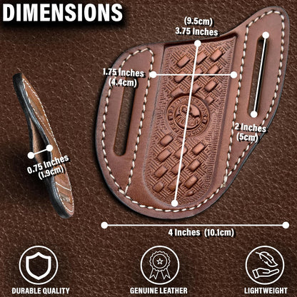Red Scorpion Handmade Leather Knife Sheath for Belt - EDC Belt Holster for Folding Knife, Leather Sheath for Pocket Knife, Compact EDC Tools Carrier for Outdoor Activities