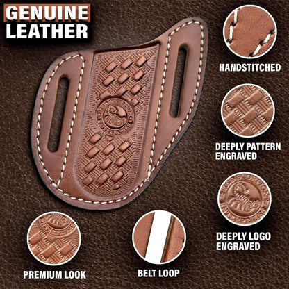 Red Scorpion Handmade Leather Knife Sheath for Belt - EDC Belt Holster for Folding Knife, Leather Sheath for Pocket Knife, Compact EDC Tools Carrier for Outdoor Activities